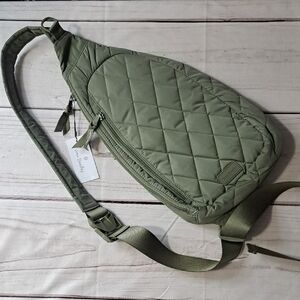 Vera Bradley Quilted Sling Bag in Olive Green
